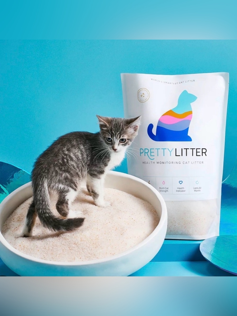 PrettyLitter Health Monitoring Cat Litter - White/Sand - Lotus Flower Scented